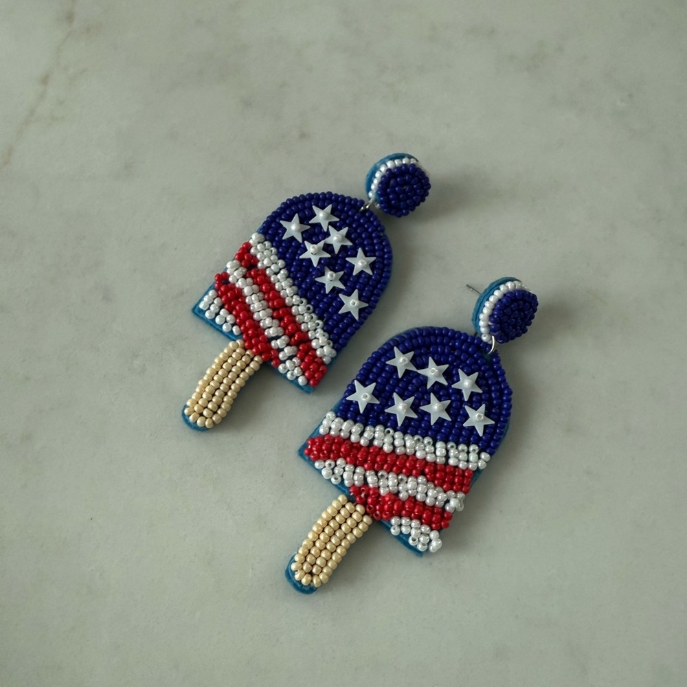 Patriotic Popsicle Beaded Earrings